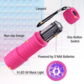 UV Blacklight Flashlights 3-Pack Set, 9 LEDs 395nm Mini Black Light for Neon Glow Art, Class Teaching, Scorpions, Pets Stains Urine