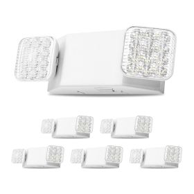 6 Pack Emergency Lights for Business, with Battery Backup, Commercial LED Emergency Exit Lighting Fixtures, AC 120/277V