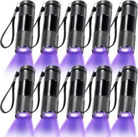 10 Pieces UV Blacklight Flashlights, LED Light, Handheld, Mini Light Torch Detector, Portable UV Flashlight Torch for Pets Stains Urine (Purple L